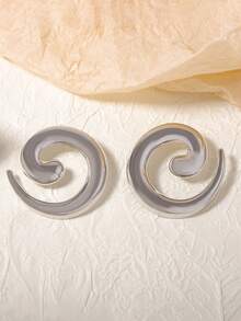 1对复古个性时尚简约金属几何螺旋蜗牛造型独特创意女士耳环 - 幾何螺旋 - 查看 4