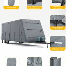 Funda resistente de 7 capas para caravanas de 7,3 a 8,2 m (24-27 pies) – Material impermeable -Stop extra grueso, 2 correas adicionales, protección para gato de lengüeta, protección contra rayos UV - A - Ver 7
