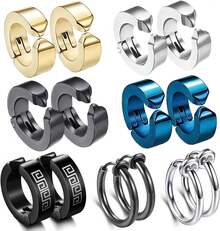 フェイク ピアス めんず クロス リングピアス ノンホール フープ イヤリング イヤーカフ フェイクピアス メンズ ユニセックス アレルギー対応 プレゼント - ビッグ8 - チェックする 10