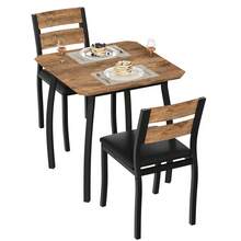 Juego de comedor moderno de 3 piezas para 2 personas - Mesa pequeña de cocina y 2 sillas tapizadas - Estructura metálica y tablero de madera - Perfecto para espacios reducidos, apartamentos y comedores, color negro y clásico - Rosa vieja - Ver 1
