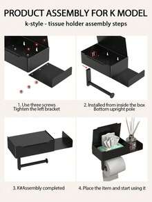 Caja y estante para pañuelos - Negro - Ver 8