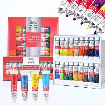 12ml/0.4oz Windsor & Newton Oil Paint, 12/18/24 Color Aluminum Tube Set, Professional Full Color Series Oil Painting Supplies, Suitable For Canvas Painting, Professional Quality, Good Coverage, Excellent Coloring Strength, Suitable For Beginners And Adults, Art Creation Gift, Back To School Essential 2026 Art Supplies