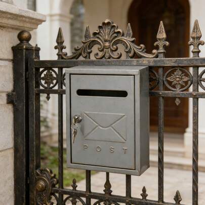 1-częściowa skrzynka pocztowa w stylu europejskim, biała lub czarna, wodoodporna skrzynka pocztowa do montażu na ścianie, zewnętrzna skrzynka pocztowa ze stali walcowanej na zimno, dekoracyjna skrzynka pocztowa na wejście.