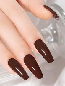 18 lựa chọn màu sắc, 1 chai, 8ml Sơn móng tay khô nhanh, có thể bóc ra, màu nude, màu mocha mousse, màu nâu sô cô la, màu đỏ rượu vang, màu vàng, màu nhũ, màu đá quý và màu trong suốt. - Cà phê nâu - Xem 3