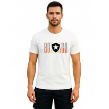 Camiseta Botafogo Estrela Blusa Botafogo Roupa Masculina 100% Algodão. - Branco - Visão 1