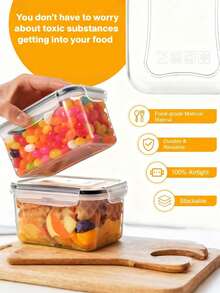 49 Stück versiegelte Lagerboxen, multifunktionale und wiederverwendbare Lebensmittelbehälter mit Schutz gegen Undichtigkeiten, tragbar und stapelbar – geeignet für die verschlossene Aufbewahrung von Getreide, Snacks, Tee und Nudeln. Mit Etiketten und Markierungsstift, ideal für Haushaltskochutensilien und Lagerbehälter. - transparent - Übersicht 5