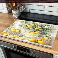 (¡¡¡Caliente!!!) 1 pieza Estera protectora de cocina vintage con limón - Superficie antideslizante, resistente a arañazos y al calor, apta para placa de inducción, decoración de cocina moderna - Instalación fácil para estufa de gas/eléctrica - Protector de encimera, protector de estufa - Multicolor - Ver 3