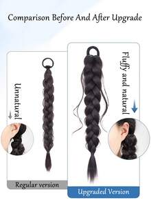 Wigs, Braids, Low Ponytail, Messy Braid,Long Braid, Braided Wigs, Ponytail,Heat Resistant Braided Fake Ponytail, - Multicolor - View 5
