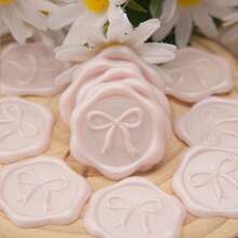 30个3D蝴蝶结蜡封贴纸，优雅的香槟色自粘封印，适用于婚礼请柬、礼品包装装饰、信封、圣诞节和派对装饰、贺卡 - 浅粉色 - 蝴蝶結-淡粉 - 查看 2