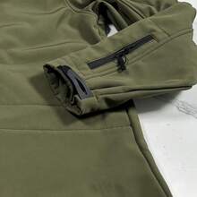 Men'S Outdoor Soft Shell Jacket, Military-Style, Scratch-Resistant, Fleece-Lined, Thickened, Warm Hooded Windbreaker, Three-In-One Sports Climbing Outfit - 黑色 - 查看 3