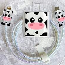 Funda protectora con diseño de vaca compatible con cargador Apple de 18-20W, resistente a arañazos y roturas - transparente - Ver 3