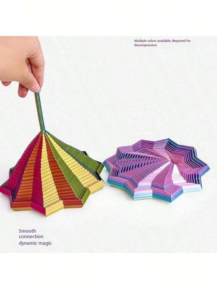 1个11厘米3D打印胡萝卜挞十边形星形把手螺旋塔神奇几何桌面减压玩具 - 彩色 - 查看 1