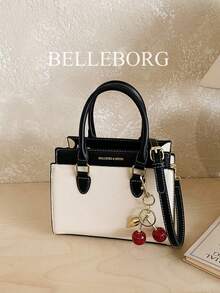 BELLEBORG 女士手提包，配有可拆卸肩带，简约实用，多功能 - 黑與白 - 查看 4