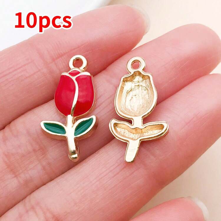 10/30件合金吊坠套装 – 珐琅心形和小熊吊坠，可用于DIY手工手链、项链和耳环 – 非常适合情人节、周年纪念日或任何特殊场合 - 紅色 - 查看 22