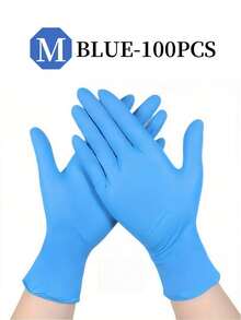 50/100只装丁腈手套，防水防滑，可重复使用，适合作为节日礼物、洗碗、浴室清洁和家居清洁用品。 - 藍色 - 查看 17
