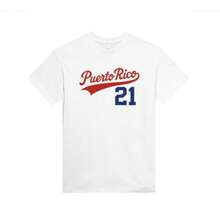 Puerto Rico Baseball T-Shirt: Retro PR Sports Unisex Tee Round Neck Women T Shirt 100% Cotton - 白色 - 查看 3
