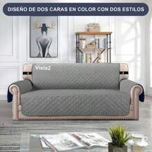 Juego de Fundas para Sofá Capitonado 3 Piezas – Protector Lavable Impermeable Antimanchas y Antidesgarros, Tejido Súper Suave con Correas Ajustables, Perfecto para Proteger Muebles en Sala, Departamento o AirBnB - Gris oscuro + Gris azulado - Ver 8