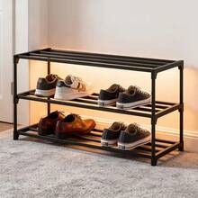 3-Tier Heavy Duty Thickened Shoe Rack, Space-Saving Storage Organizer For Men's Shoes, Strong Load-Bearing Entryway Shelf For Wardrobe & Bedroom, Ideal For Shoes & Decor, Perfect Holiday Gift - 黑色3層75cm - 查看 1