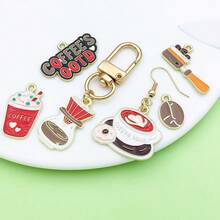 20个混合珐琅咖啡杯吊坠，金色饮品食物造型，甜点吊坠，适用于DIY工艺品项链、手链、耳环等首饰制作 - 彩色 - 查看 6