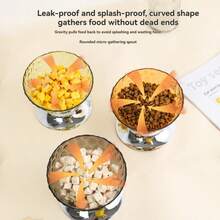 1pc Semi-Transparent Slanted Mouth High-Foot Electroplated Silver Base Pet Feeding Bowl, Efficient Neck-Protecting Base Design, Detachable Large Opening For Easy Feeding And Cleaning, Washable - 300ml - View 6