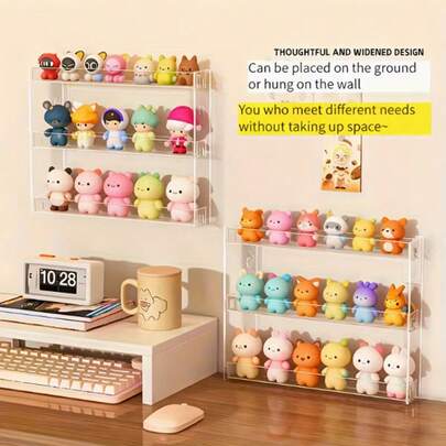 1 pieza Estantería transparente para exhibir autos de juguete montada en la pared - Estantería de múltiples capas, solución de almacenamiento visible y ahorro de espacio para autos a escala para decoración del hogar, oficina o tienda, fácil de instalar sin taladrar, diseño de estantería flotante de pared de múltiples capas, adecuado para sala de estar, dormitorio y almacenamiento de juguetes, estructura de plástico