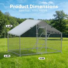 Predator-Proof Walk-In Poultry House With Metal Outdoor Activity Area, Featuring Waterproof And UV-Resistant Canopy And Five-Tier Perching System. Suitable For Chickens, Ducks, Rabbits, And Geese. - Bạc - Xem 4