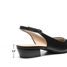 Women Slingback Low Chunky Block Heels Pointed Closed Toe Comfortable Elegant Wedding Party Business Dress Pumps Shoes - màu đen - Xem 6