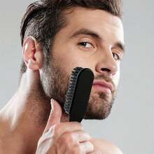 J·FOCUS 2pcs Men's Beard Trimming & Grooming Set, Stainless Steel + Nylon + Plastic Material, Beard Trimmer + Styling Comb, Multifunctional Design, Practical For Everyday Use By Professional Men - Double-ended Beard Comb + Small Scissors - View 2