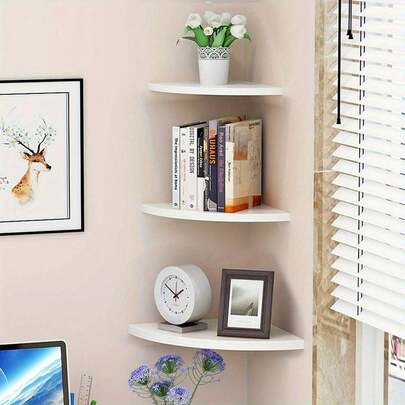 Nordic Style Triangular Corner Cabinet, Minimalist Wall Corner Storage Shelf For Living Room Or Bedroom