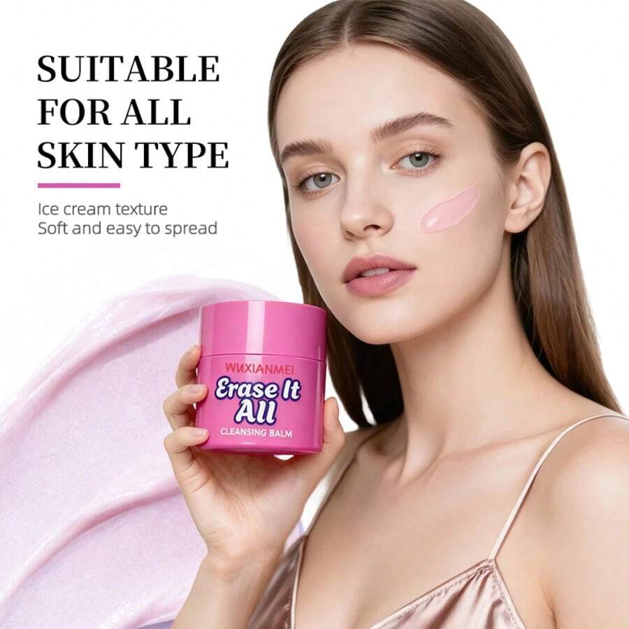 Bálsamo desmaquillante limpiador, crema limpiadora facial giratoria, textura de gelatina no grasa, limpieza dual - Rosa Roja - Ver 1