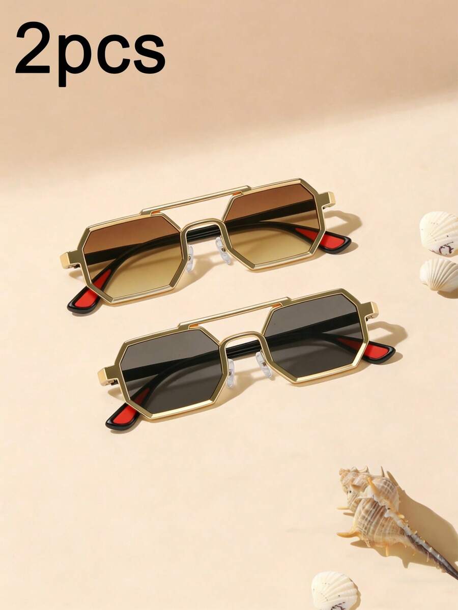 时尚金属大框驾驶眼镜，方形镜框，现推出纤薄金属版本，适合拍照、旅行。 - 彩色 - 查看 1