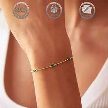 1件优雅奢华925纯银镶嵌合成立方氧化锆女士手链，适合日常、派对、节日、约会、送礼等场合。 - 金色 - 查看 9