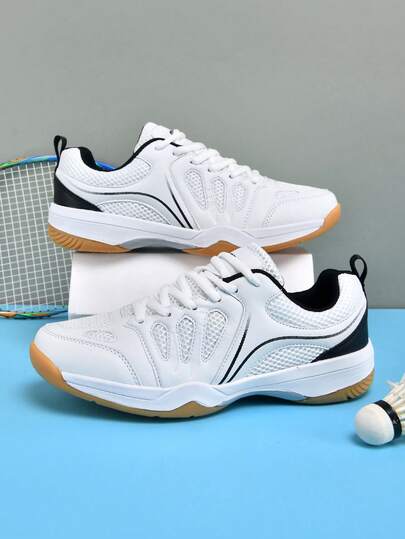 1 Pair Men's Tennis Shoes, Unisex Badminton Shoes, Breathable Mesh Comfortable Professional Table Tennis Shoes, Men's Professional Sports Shoes With Shock Absorption And Support, Pickleball Shoes, Couples Outdoor Sports Shoes