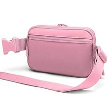 Plus Size Fanny Pack | XL Extended Strap 70\ | Double Compartment | Women Men Crossbody Sling Bag | Essential-Fit Belt Bag - LightPinkDoubleCompartment - View 5