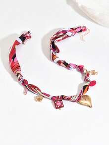 1pc Vintage Elegant Versatile Creative Metal Heart, Flower, Smiling Face, Geometric Circle & Square Pendant Scarf Necklace, Suitable For Women Everyday And Party Wear - Multicolor - View 4