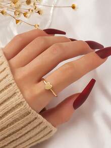 1枚简约素面心形戒指，时尚 - 女士單戒 - 查看 1