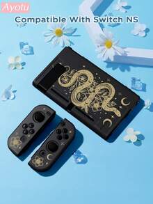 Ayotu Snake Skin Floral & Star Pattern Switch Protective Case, Suitable For New Switch 2 (2025)/Switch NS/Switch OLED, Can Be Used On Docking Station Without Removing, Universal Game Controller Protective Cover, Switch Gaming Accessories, Anti-Fall And Scratch, Romantic For Autumn/Winter, Back To School, Christmas, Valentine's Day Gift - Multicolor - View 20