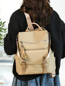2026 New Korean Retro Women Backpack, Fashionable Soft Leather Fringe Multi-Function Travel Bag - A - View 10