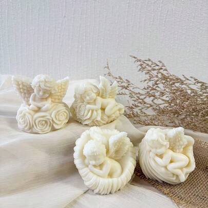 1pc, 4 Angel Shaped Scented Candles, Home Decor Figurines, Scented Gift