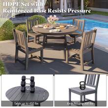 Juego de mesa y sillas de comedor para exterior de 5 piezas, juego de muebles de patio con orificio para sombrilla, juego de comedor para jardín y patio trasero. - Gris - Ver 5