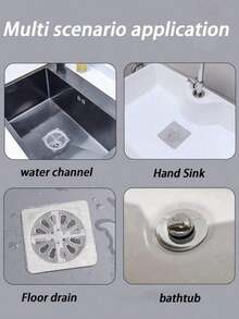 50 piezas Filtro de malla reutilizable para drenaje de ducha - Protector de drenaje de piso antiacumulación de cabello para bañeras, cocina y uso doméstico | Pantalla de malla lavable con diseño antideslizante (secar antes de la instalación) - gris plateado - Ver 8