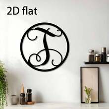 【墙面雕塑】1个45厘米/17.72英寸2D扁平字母T艺术装饰吊坠，铁艺工艺，现代风格，复古风格，惊艳的家居装饰，客厅，卧室，办公室。 - 彩色 - 查看 5