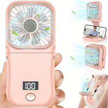 1pc Portable Handheld Mini Electric Fan With Digital Display, Ultra-Thin Foldable Neck Hanging Fan, With Lanyard, USB Rechargeable 3000mAh Battery, 180° Adjustable, 3 Wind Speeds, Suitable For Indoor And Outdoor Use - F3 - View 15