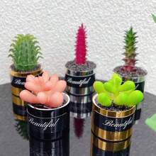 Conjunto de 6 Miniaturas de Suculentas em Vasos, Plantas Suculentas Artificiais, Miniaturas de Plantas em Vasos para Decoração, Ornamentos Decorativos, Decoração para Jardim e Quintal, Micro Paisagismo com Plantas Verdes - Multicolorido - Ver 16