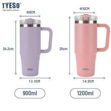 TYESO 1200ml (40 Oz) Vacuum Insulated Water Bottle With Handle, Stainless Steel Coffee Mug With Leak-Proof Lid And Straw. 100% Leak-Proof, Keeps Drinks Hot/Cold For 24 Hours. Suitable For Water, Iced Tea, Coffee, Smoothies, And Other Beverages. Available In Various Colors. The Perfect Choice For Festive Or Birthday Gifts. - 白色的 - 查看 4