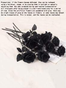 20支黑色玫瑰仿真花，适合装饰，玫瑰花，可用于婚礼季、家居装饰、优雅婚礼装饰、花束摆设、家用仿真植物、花园和卧室装饰、婚礼中心摆件、花束、仿真花、餐桌中心摆件、女士礼物、仿真花 - 黑色 - 查看 12