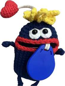 Handmade Crochet Key Case/Holder, Novelty Crochet Sausage Mouth Car Key Case, Cute Hand Knit Yarn Crochet Key Cover - G - 查看 9