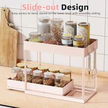 Euuztu Under Sink Organizer 2 Pack, Sink Pull-Out Sliding Storage Cabinet, 2-Tier Under Shelf Organizer Kitchen Bathroom, Pink - Hồng - Xem 4