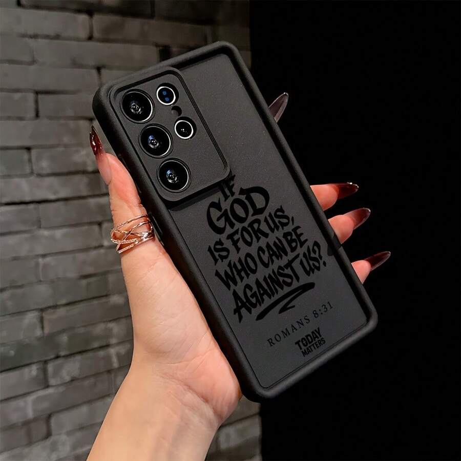 If God Is For Us, Who Can Be Against Us Phone Case - Compatible With Samsung Galaxy S25/S24/S23/S22/S21 FE/Ultra Plus 4G/5G Shockproof Soft Back Cover,Suitable For IPhone17 Air - màu đen - Xem 1