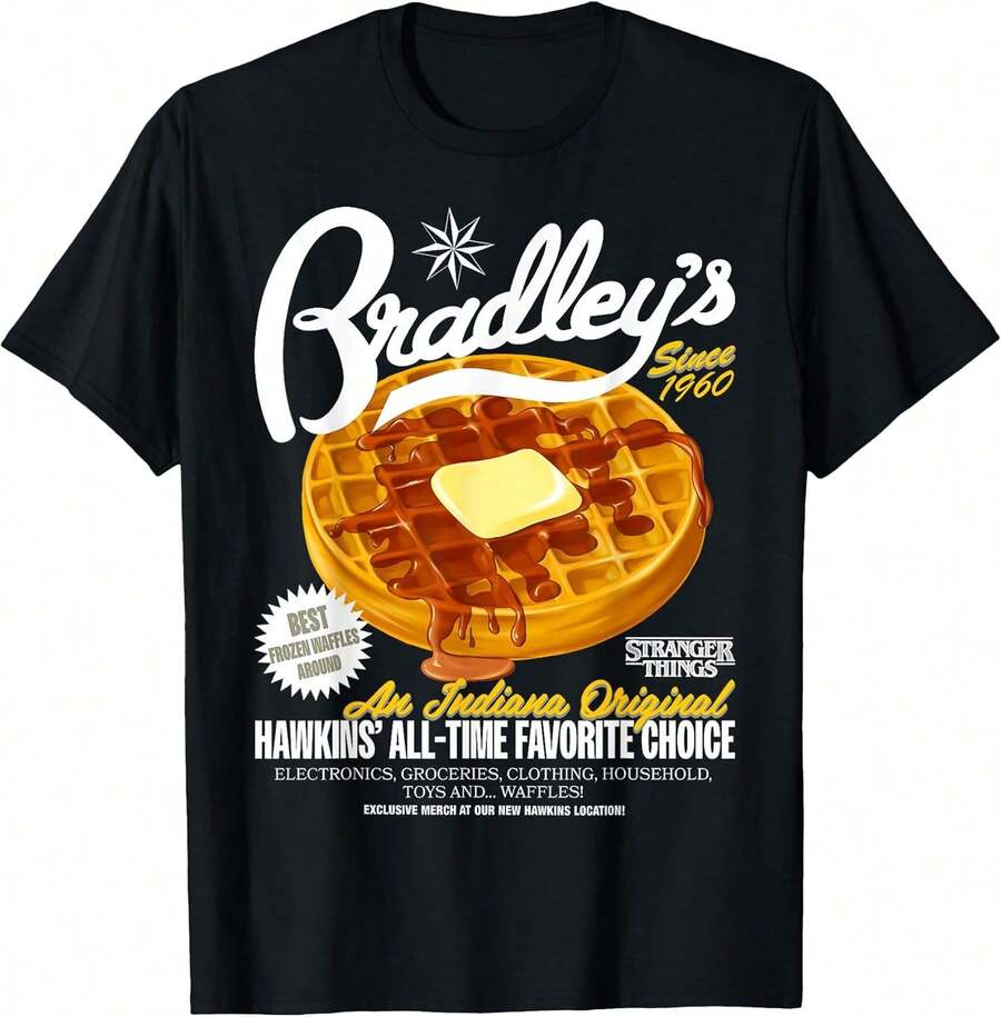 Men's Loose Short Sleeve T-Shirt Season 5 Bradley's Best Frozen Waffles T-Shirt Shirts For Men Mardi Gras Outfit Women Funy T Shirt. - Black - View 1